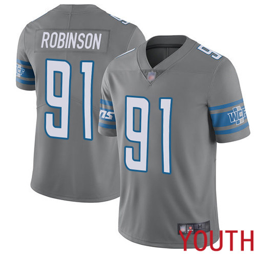 Detroit Lions Limited Steel Youth Ahawn Robinson Jersey NFL Football 91 Rush Vapor Untouchable
